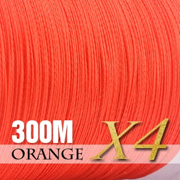 SIECHI Fishing Braid 300M 4 Strands Multifilament Fishing line Carp Fishing 12 15 20 30 38 43 52 62 83lb 300m-Orange