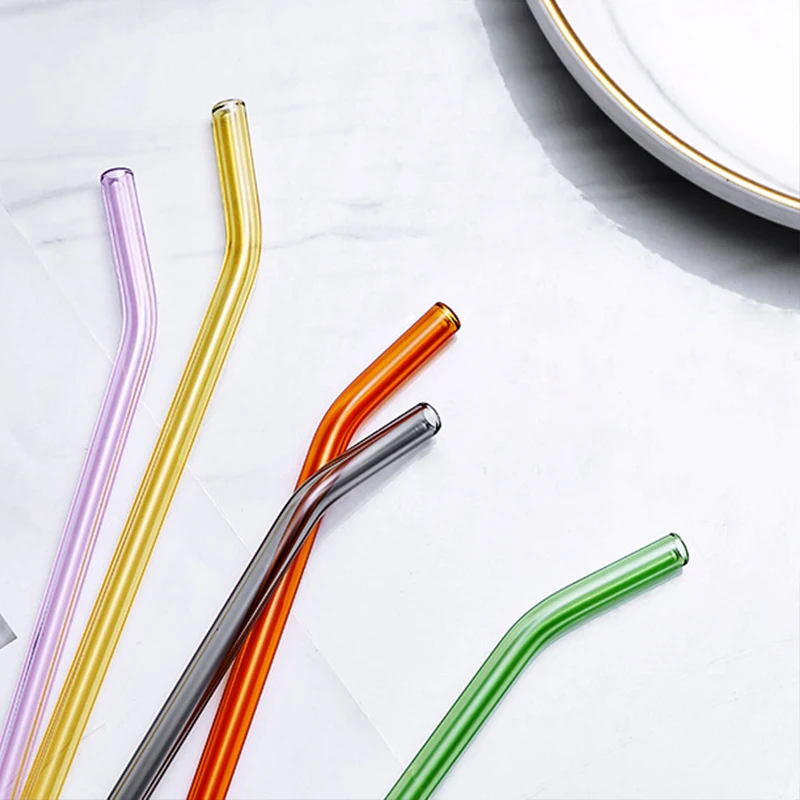 

Reusable Clear Glass Straw Cocktail Milk Tea Coffee milk Crystal stirring Bent Drinking Straws For Birthday Party Wedding Bar