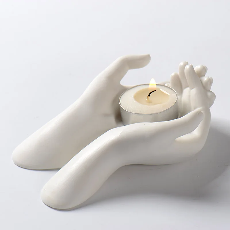 

Silicone Mold Candlestick Concrete Planter Molds DIY Hand Shape Candle Holder Tool Wedding Crafts Decorations