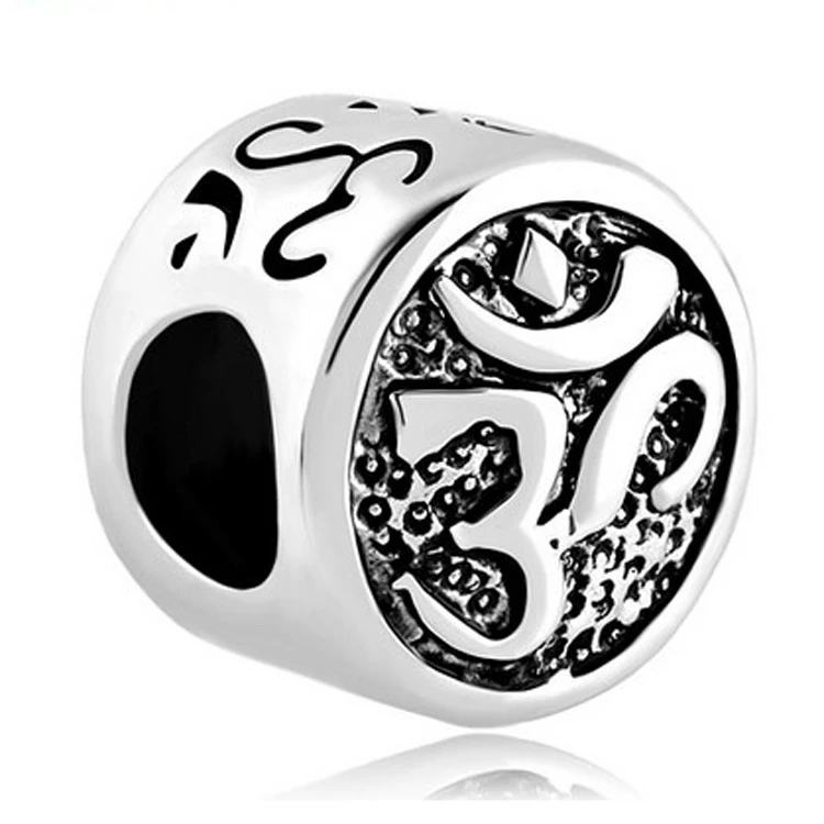 

Free shipping 5 mm straight bore the curse of the black female symbol yoga beads fit Pandora bracelet Valentine's Day