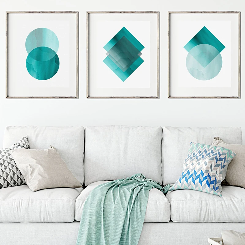 Pink Grey Shapes Soft Cotton Geometric Abstract Gallery Wall Art Poster Print