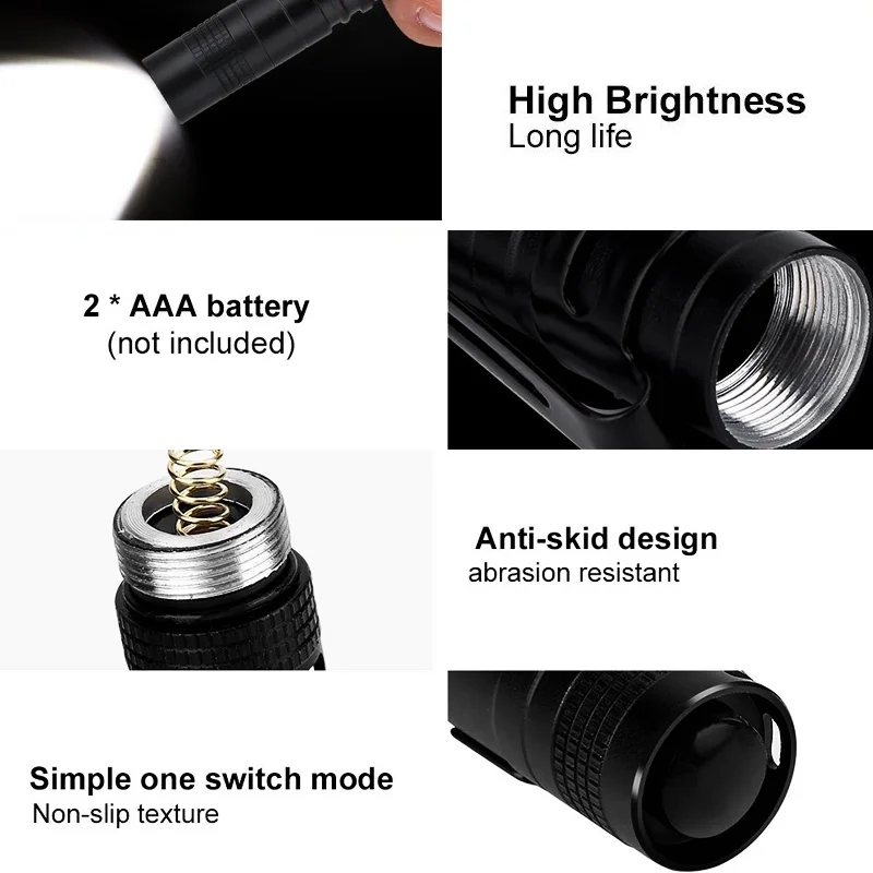 Мини-ручка светильник XPE-R5 светодиодный флэш-светильник фонарь обнимает Карманный светильник 1 переключатель режимов Открытый походный светильник для 1* AAA батареи B22