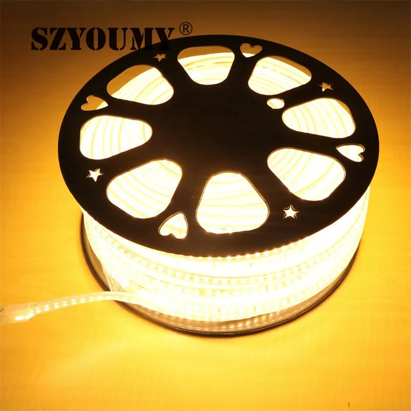 SZYOUMY 120 светодиодный s/m 220 V Светодиодная лента 5630 SMD белый теплый белый ленточный светильник водонепроницаемый 20 м + разъем питания