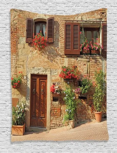 Тосканский Декор средиземноморская архитектура дома и цветы в итальянском холме Город печати гостиная настенный гобелен