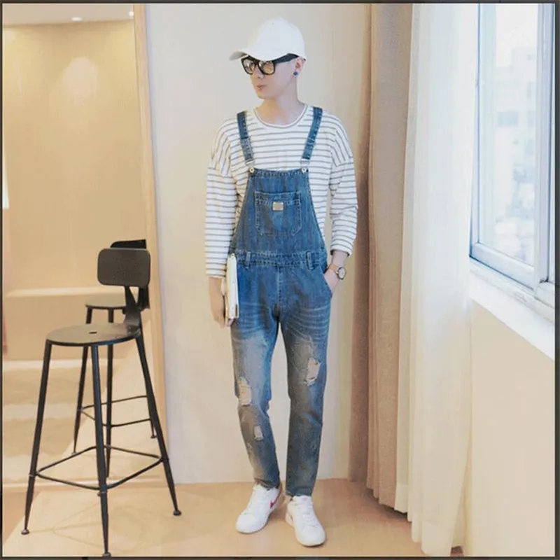 Молодых свободные Рваные джинсы Для мужчин s Slim Fit джинсы джинсовые комбинезоны Брендовые мужские джинсы Костюмы карго брюки мужские джинсы с дырками