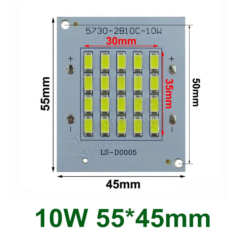 1 шт. Полный мощный светодиодный прожектор PCB 10 Вт 20 Вт 30 Вт 50 Вт 70 Вт 100 Вт 150 Вт 200 Вт SMD5730 СВЕТОДИОДНЫЙ печатной платы, алюминиевая пластина для Светодиодный прожектор - Испускаемый цвет: 10W 55x45mm