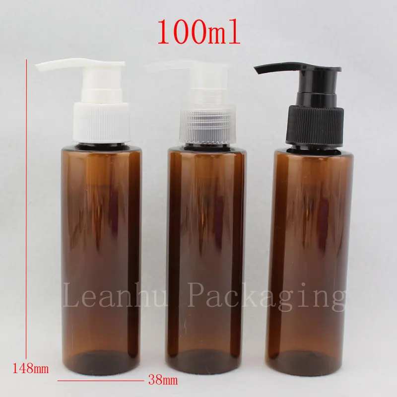 100ml X 50 brown lotion pump bottle empty shampoo small plastic bottle