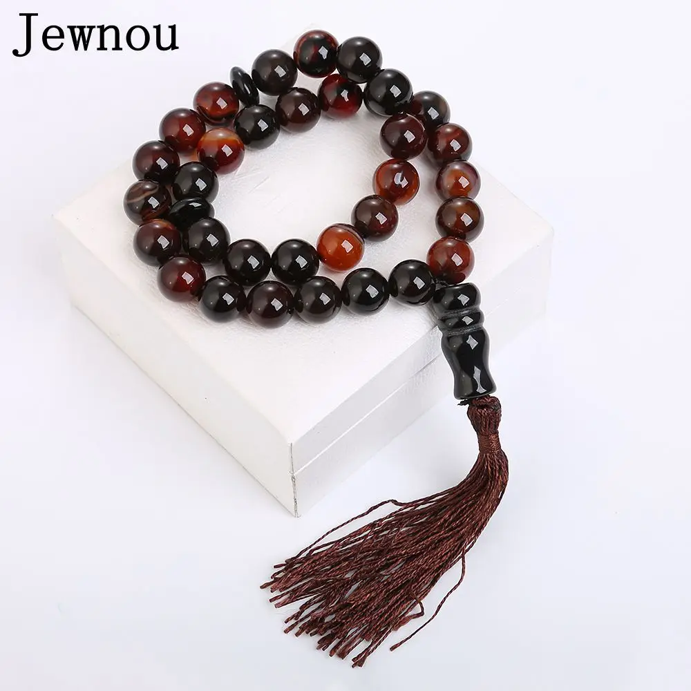 

Jewnou Dream Agate Crystal Muslim Rosary Gemstone Fashion Women Beads Health Wristband Women Prayer Elastic Bracelet Men Jewelry