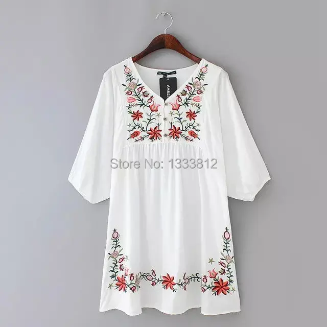 Женское платье с треугольным вырезом вышивкой Лидер продаж 2020|dress loose|embroidered dressdress