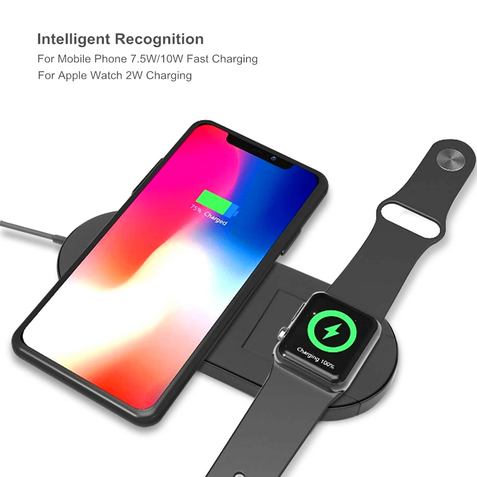 Amstar Qi Беспроводной Зарядное устройство для наручных часов Apple Watch 4/3/2/1 Airpower 10W Быстрый Беспроводной зарядного устройства для iPhone 11 Pro XS Max XR X 8 Plus