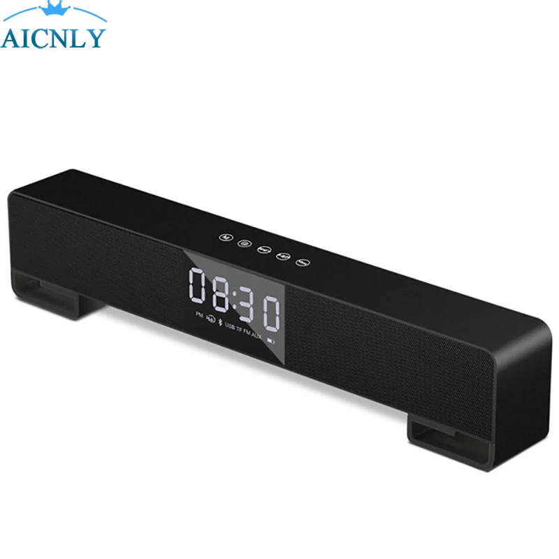 2018 New Bluetooth font b Portable b font Speakers Display Square Speaker Alarm Clock Soundbar Stereo