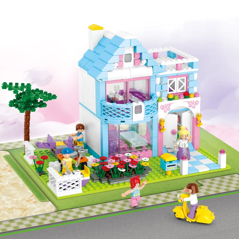 

Kitoz DIY Doll House Miniature Mini Dollhouse Room Box Home Villa Garden Model Building Block Brick Compatible With Lego Toy