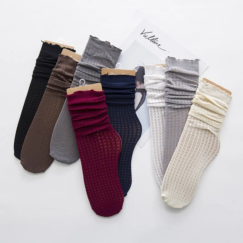 Fashion Korean Creative Socks Women Cotton Thin Heap Heap Solid Color Socks for Women Meias Gift Cut Fuzzy Socks Plus Size