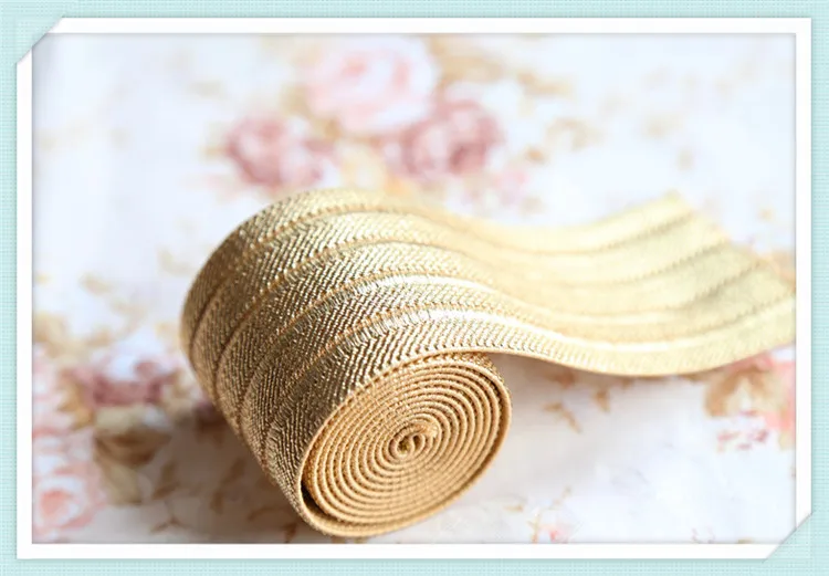 

Hot gold foil print Elastic Ribbon fluorescent ribbon FOE band lace webbing cloth accessories diy material
