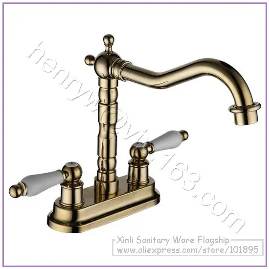 

L16309 - Luxury Deck Mounted Hot & Cold Water Brass Double Handle Basin Mixer