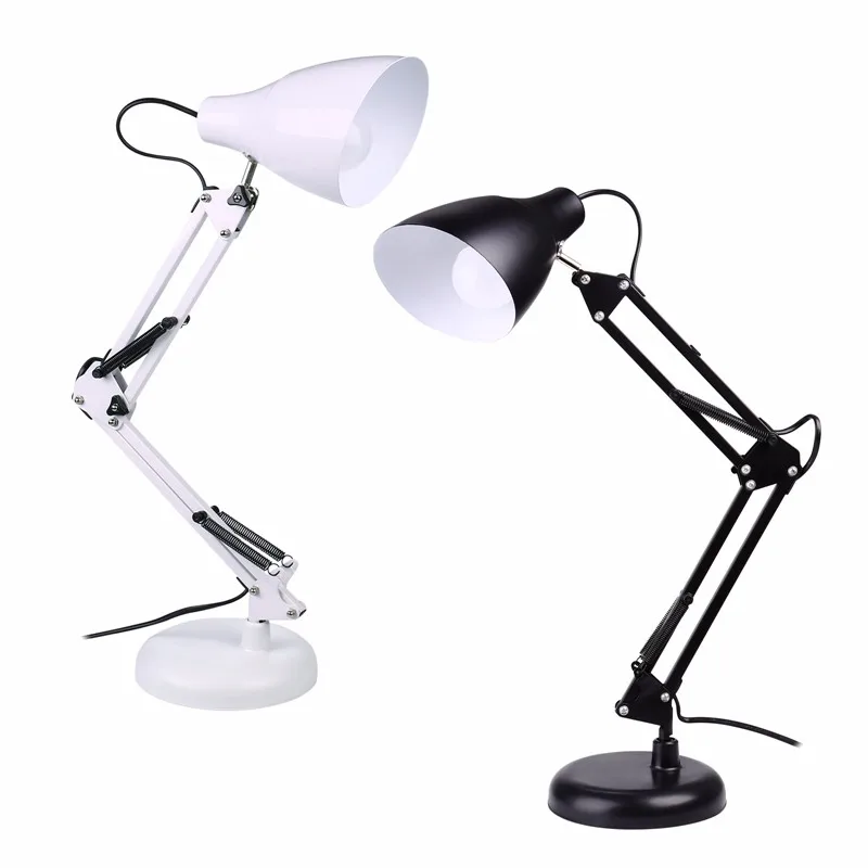ФОТО Swing Arm Led Table Lamp Holder With Metal Clamp,E27 360 Degree Adjustable Foldable Reading Lamp for Offices Work Areas