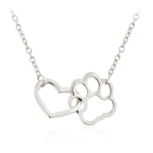 Con Corazón y pata collar de corazón hueco en forma de Pet collar con colgante en forma de garra para los dueños de perros mujeres hombres joyería Animal