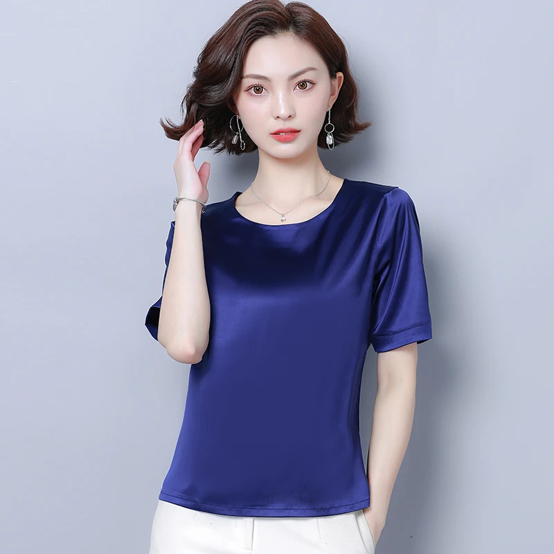 Korean Fashion Silk Women Blouses Satin Pink Women Shirts Plus Size XXXL/4XL Blusas Femininas Elegante Ladies Tops