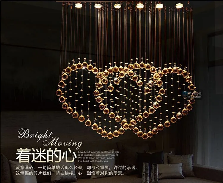 Romantic Heart Shaped Lamps Crystal Bedroom Restaurant