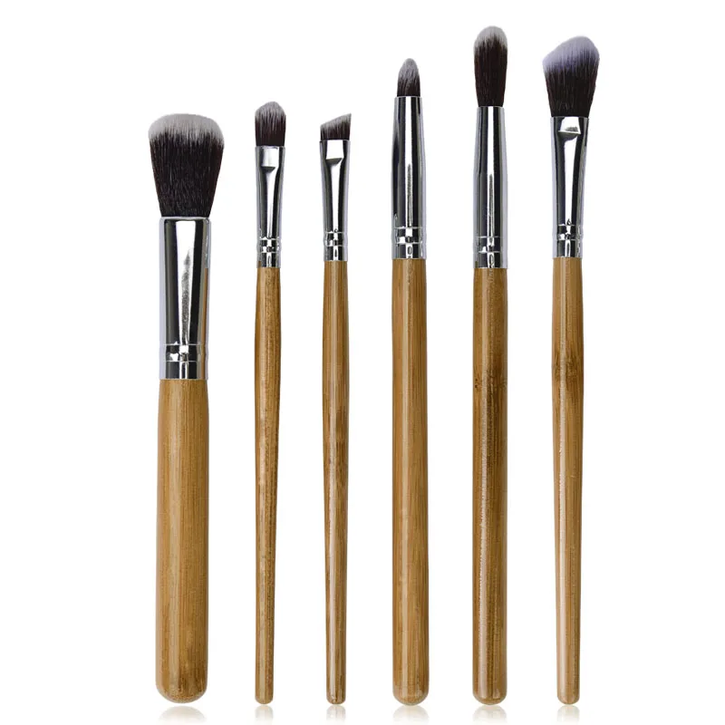 

6pcs Bamboo Makeup Brushes Blusher Concealer Eyes Eyeshadow Eyebrow Lip Smudge Brush Cosmetics Beauty Tools Pincel Maquiagem