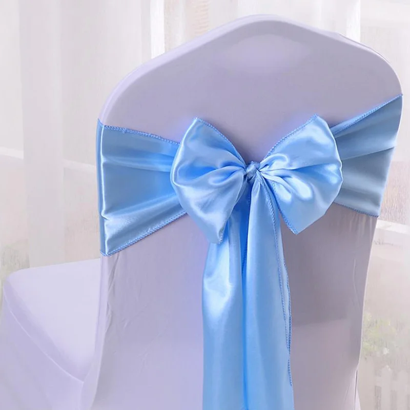 HAZY Wedding Satin Chair Sashes Bow Cover Sashes for Wedding Hotel Banquet Party Decoration Color17x275cm