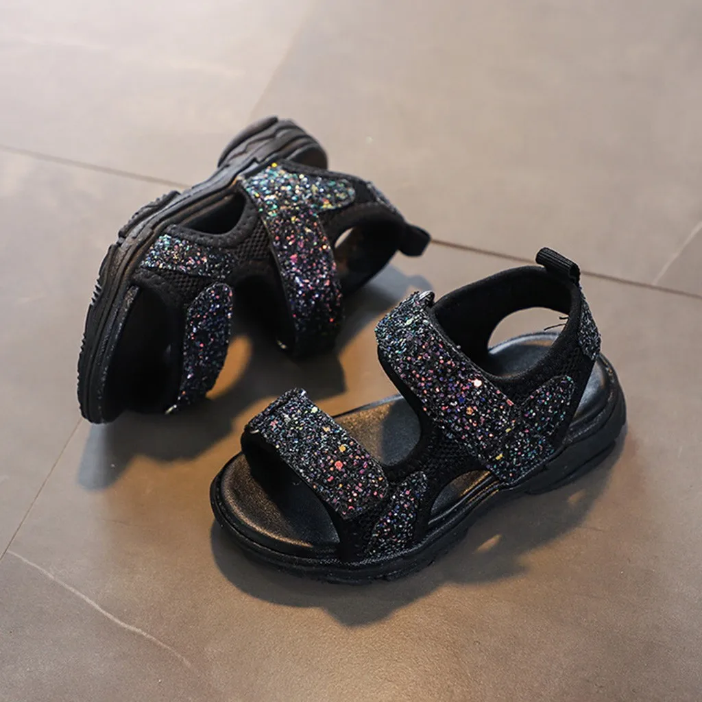ARLONEET детские сандали для девочек Детская летняя обувь сандалии для девочек Однотонные сетчатые блестящие спортивные сандалии детская обувь для малышей