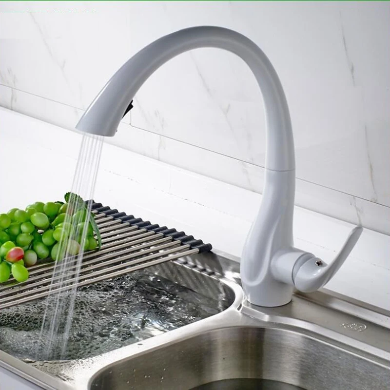 Масло для кухни потертый Бронзовый бортике смеситель для раковины Pull Down 360 градусов вращающийся смеситель с крышкой раковина кран
