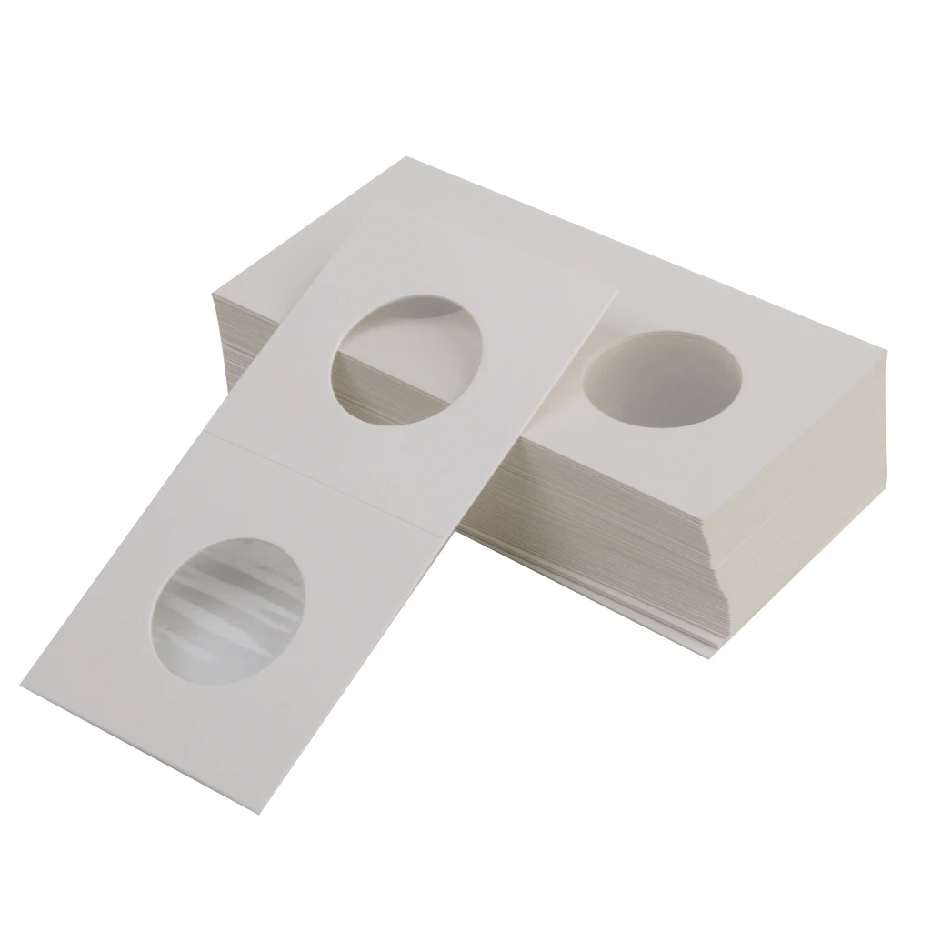 2x2 Cardboard 23mm Coin Flip Holders for Dollar, Pennies, Quarters - 50 Pieces