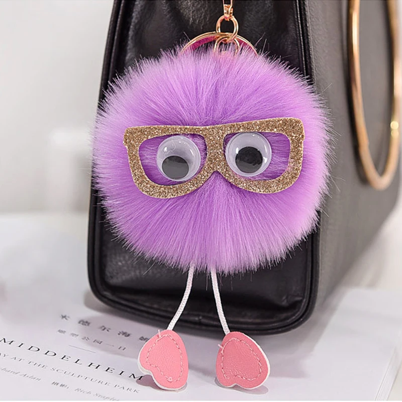 Оригинальный 2017 брелок для очков с помпоном милый женский пушистый