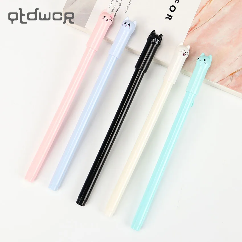 

1PC Creative Stationery Student Pen Cute Cat Gel Pen 0.5mm Full Needle Black Ink Pen School Supplies Office Supplies