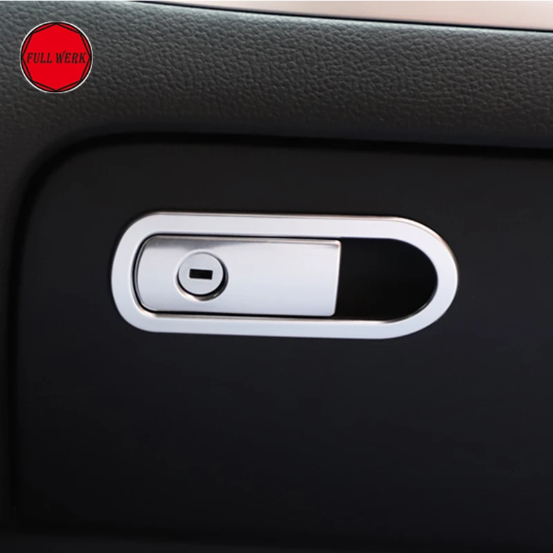 

Set of 2pcs Car Copilot Storage Box Handle Trim Cover for VW Touareg 2011-2018 Glove Box Switch Decoration Sticker Cap SS Alu