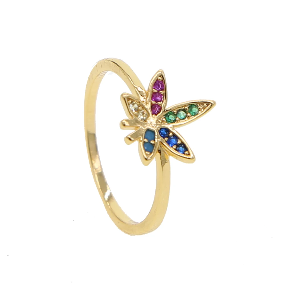 

Hot Sale yellow Gold Color Leaves Rings Rhinestones Crystal Rings For Women High Quality Fashion Wedding Jewelry Wholesale