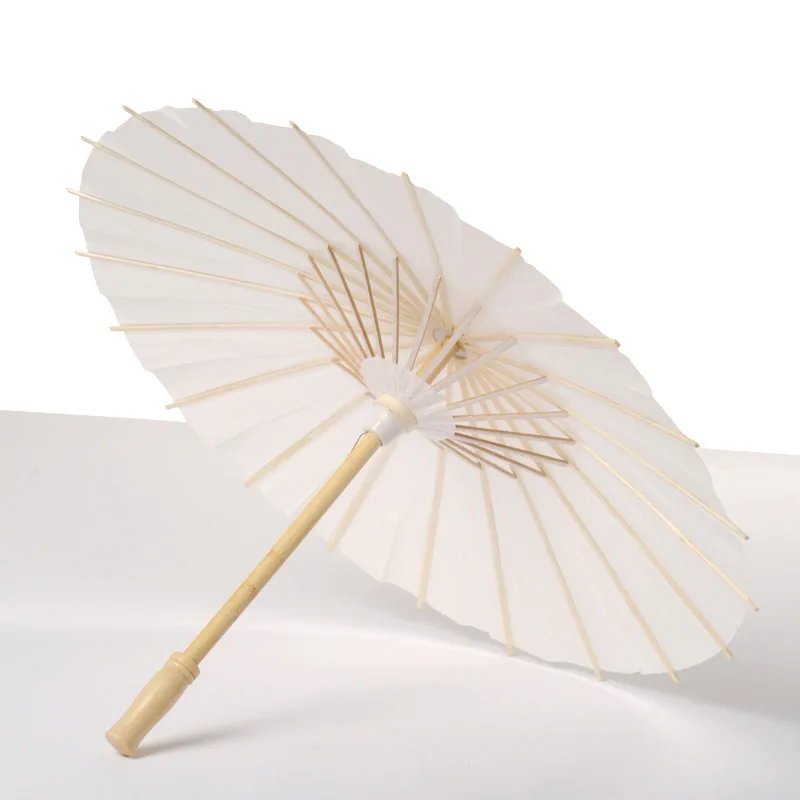 

Oil-paper White Umbrella China Traditional Dance Props Parasols Hand Made Decorations JS21
