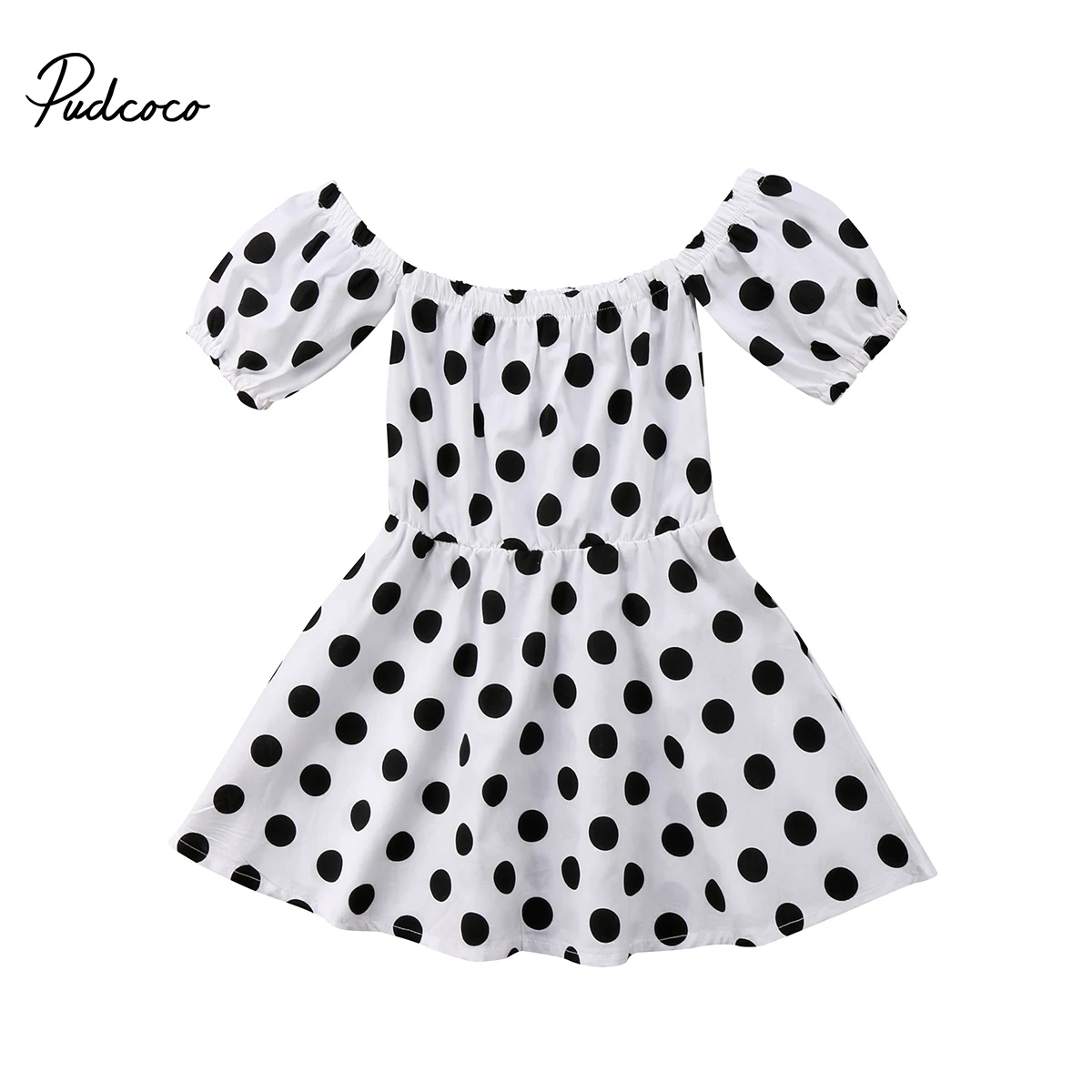 

Fashion Toddler Puff Sleeve Off Shoulder Dress Kids Baby Girl Polka Dot Party Princess Dresses Sundres Birthday Gift 1-6T