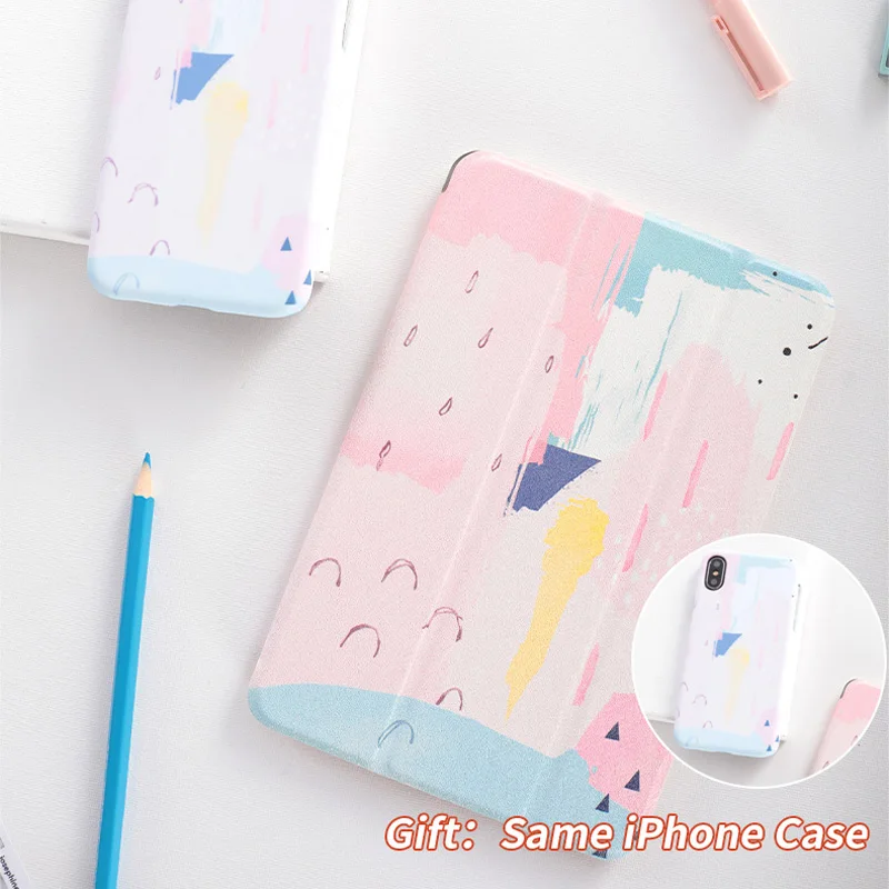 

Watercolor Magnet PU Leather Cover Protective Shell For iPad Pro9.7" 10.5 12.9 Air Air2 Mini1234 Tablet Case For New ipad 9.7
