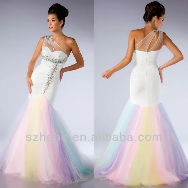 Rainbow Prom Dresses with Tulle