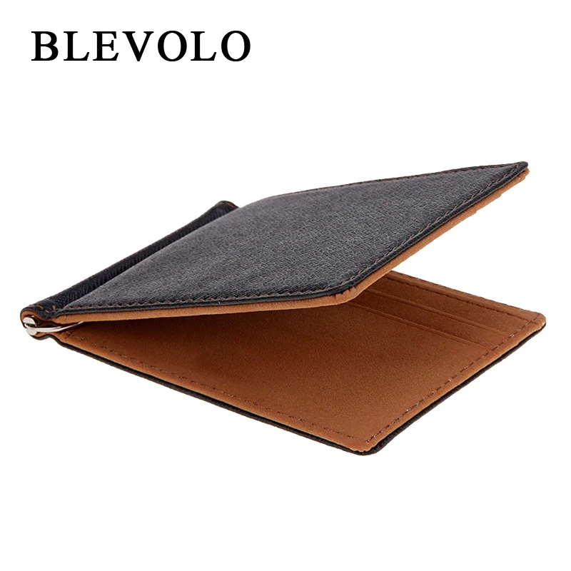 BLEVOLO Brand Men Wallet Short Skin Wallets Purses PU Leather Money Clips Sollid Thin Wallet For Men Purses 4 Colors BLEVOLO Brand Men Wallet Short Skin Wallets Purses PU Leather Money Clips Sollid Thin Wallet For Men Purses 4 Colors