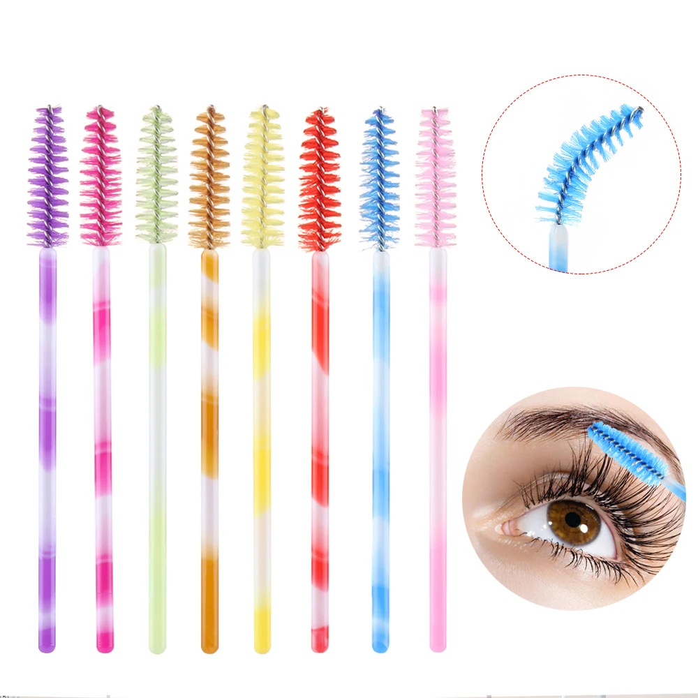 50pcs/lot Colorful Handle Disposable Mascara Wands Applicator Lashes