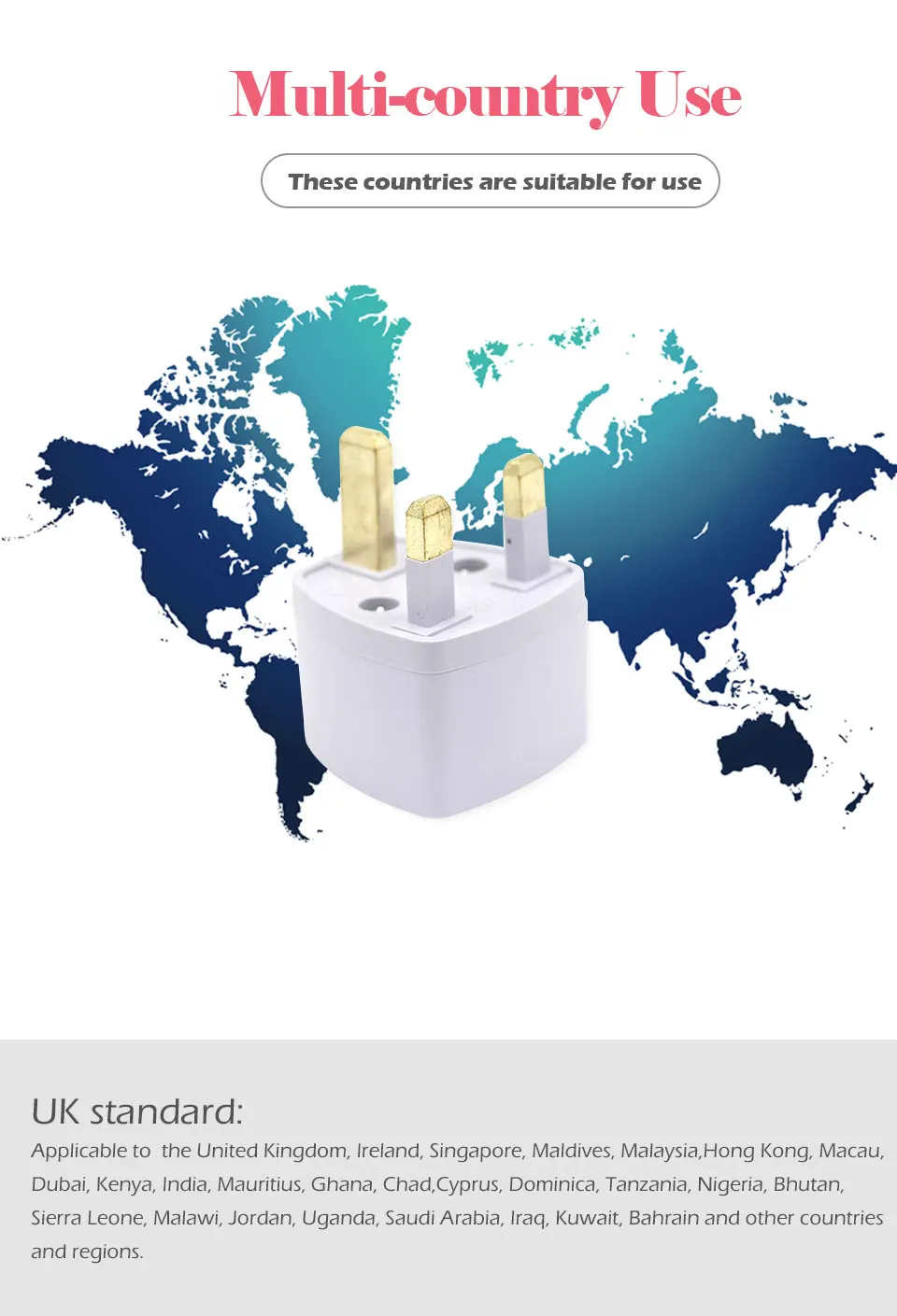 1PC UK Plug Connector Universal US EU AU Converter to UK AC Travel Wall Power plug Charger Adapter in Ireland Singapore Malaysia (5)