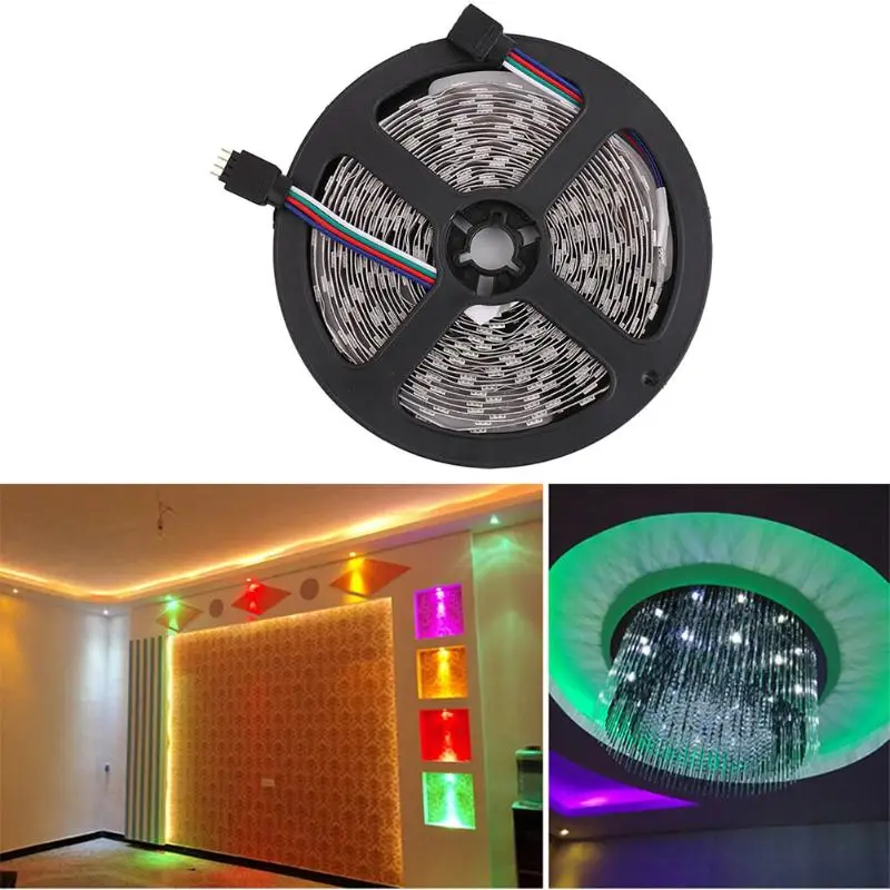 

5m 5050SMD 300LED Strip Light RGB Non-waterproof Strip Light with Remote Control US Plug High Bright TV Background Lighting