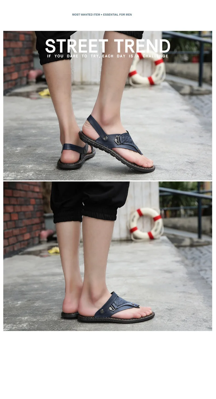 Мужские сандалии мужские пляжные сандалии брендовая мужская повседневная обувь кожаные кроссовки мужские шлепанцы Вьетнамки Летняя обувь