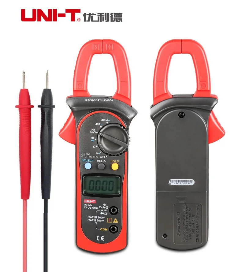 

Brand New UNI-T UT204 Digital Clamp Meter Multimeter VS Fluke Voltage AC Current Diode Auto Range AC-DC Max 600A