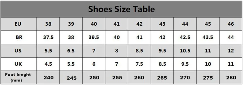 size shoes