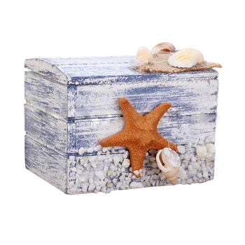

Mini Sea Wooden Pirate Treasure Jewellery Storage Chest Craft Box Case Organiser Starfish
