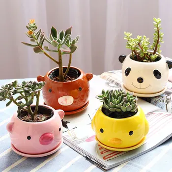 

3.5 Inch Ceramic Animal Shape Pots Sucuulent Cactus Plant Pot Flower Pot Container Planter