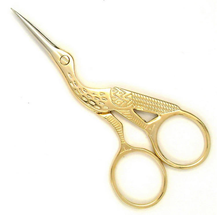 Sewing Scissors High Steel Vintage Embroidery Heron Egret Durable