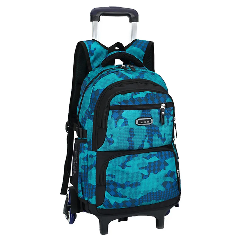 Kids Wheels Removable Trolley Backpack Wheeled Bags Children School Bag Boys Travel Bags