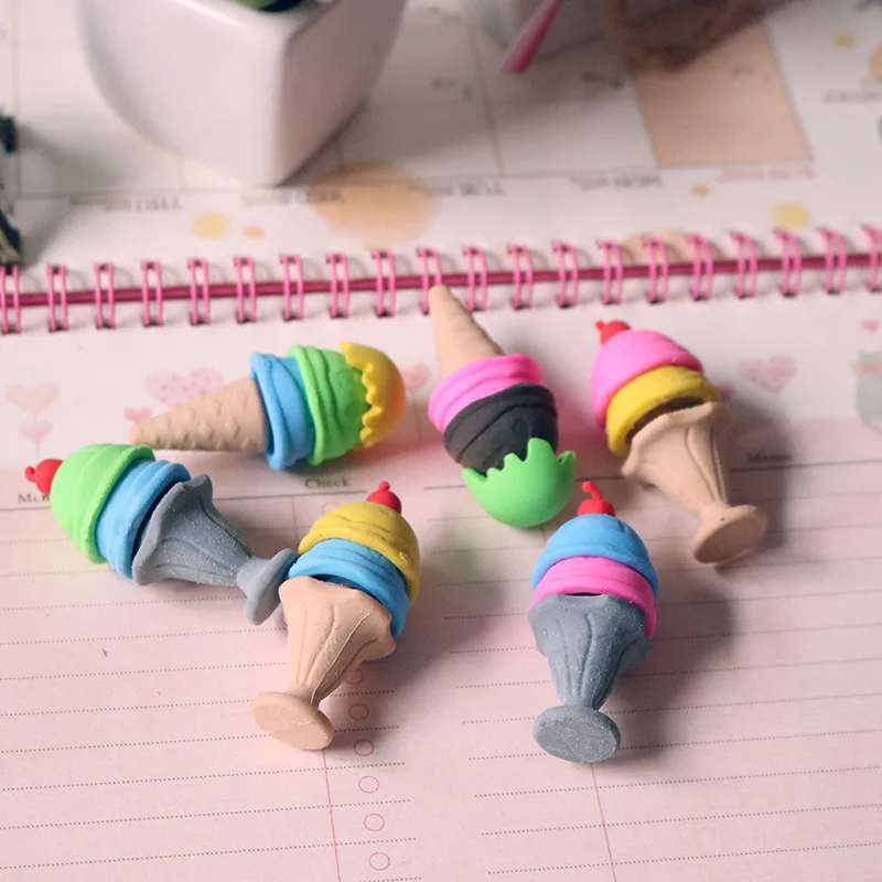 6 шт. случайный мультфильм моделирование мороженое креативный карандашный ластик модные детские школьные игрушки принадлежности Kawaii канцелярские принадлежности ластик