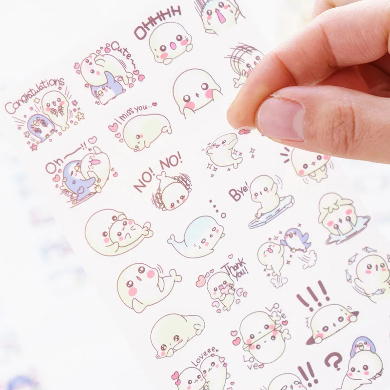 

6pcs/pack Cartoon Sea Lions Baby Stickers Decorative Adhesive Stickers DIY Decoration Diary Korean Stationery Stickers Gifts
