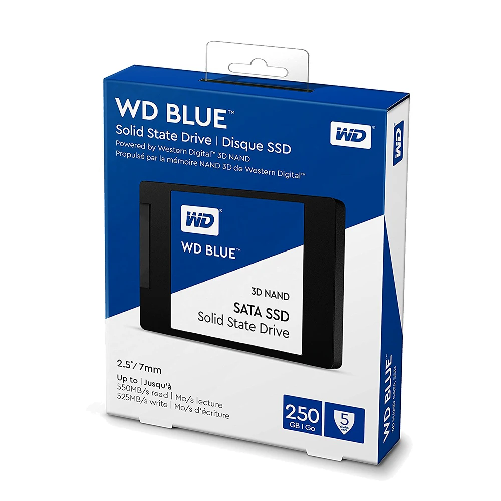 Western Digital WD Blue SSD interne твердотельный накопитель Dur 250 ГБ SATA 6 Гбит/с 2," WDS250G2B0A 3D NAND 250 ГБ